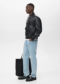 Faux-leather bomber jacket