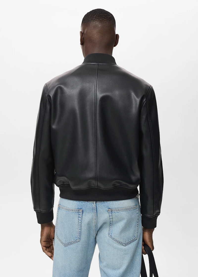 Faux-leather bomber jacket
