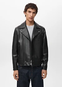 Faux-leather biker jacket