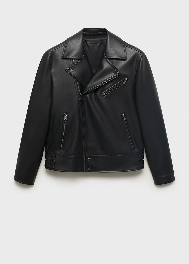 Faux-leather biker jacket