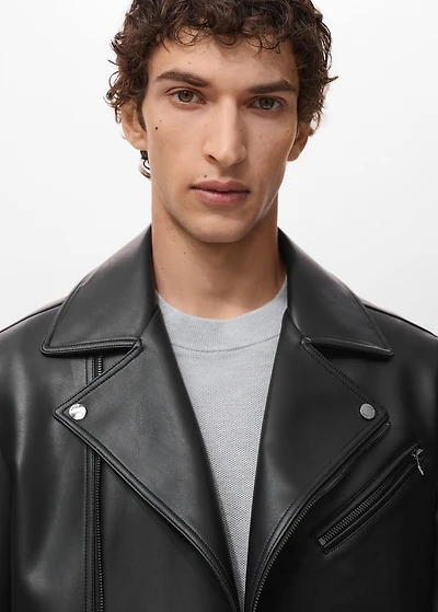 Faux-leather biker jacket