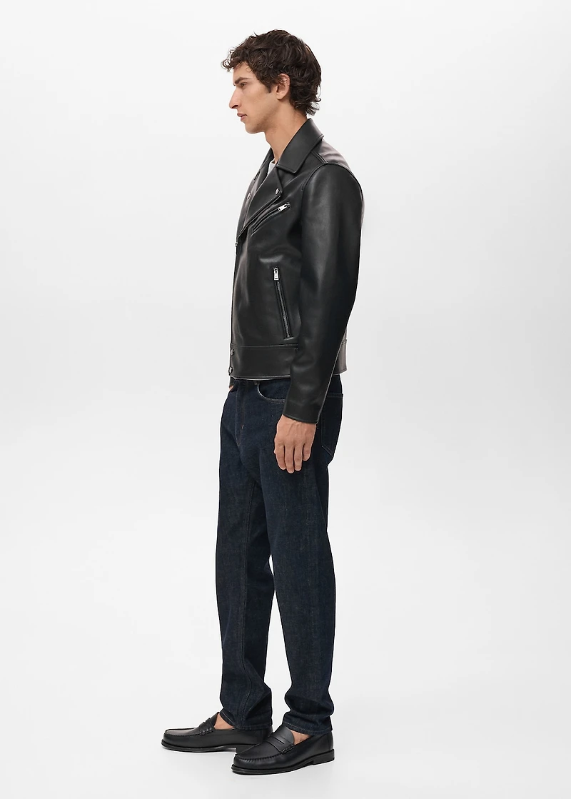 Faux-leather biker jacket