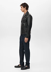 Faux-leather biker jacket