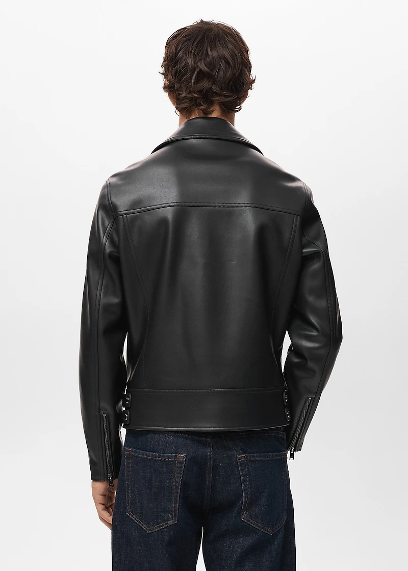 Faux-leather biker jacket