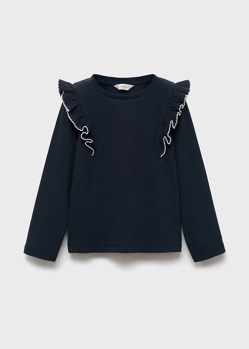 Ruffled ribbed T-shirt