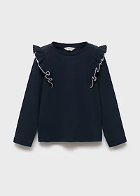 Ruffled ribbed T-shirt