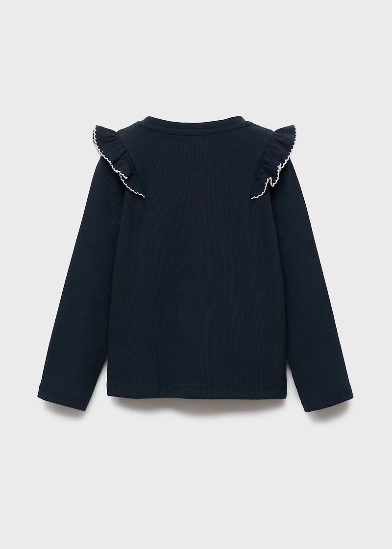 Ruffled ribbed T-shirt