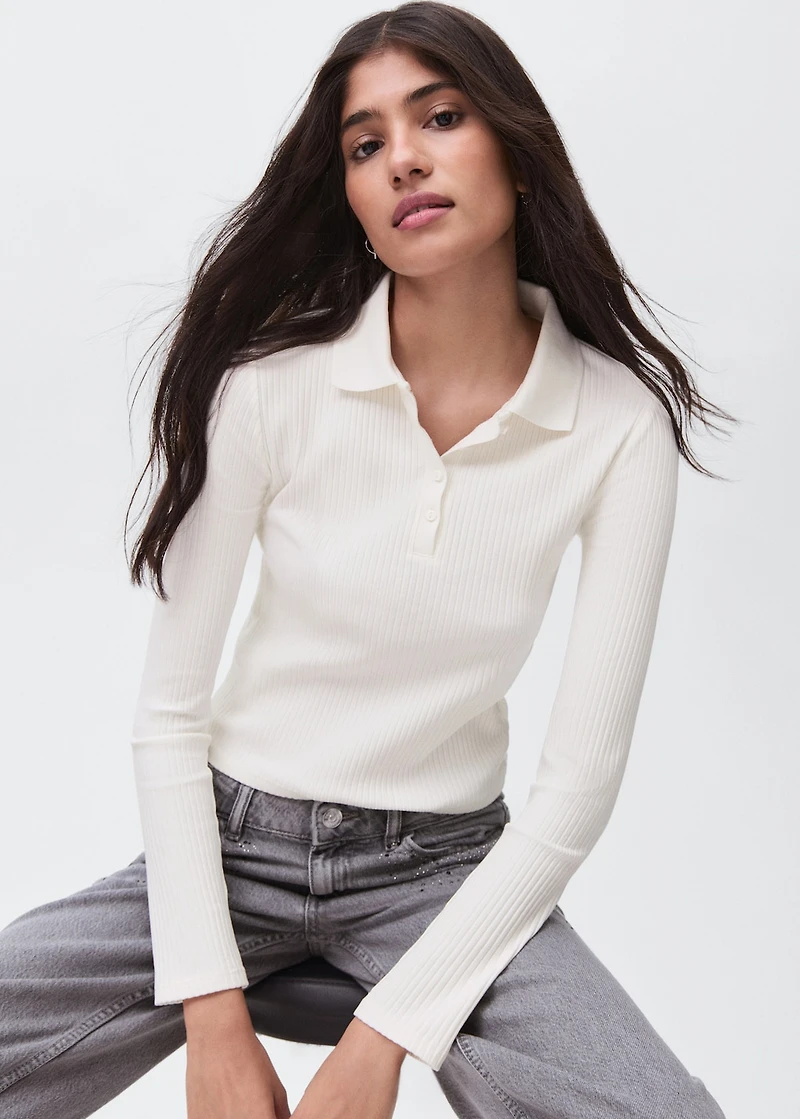 Ribbed polo t-shirt