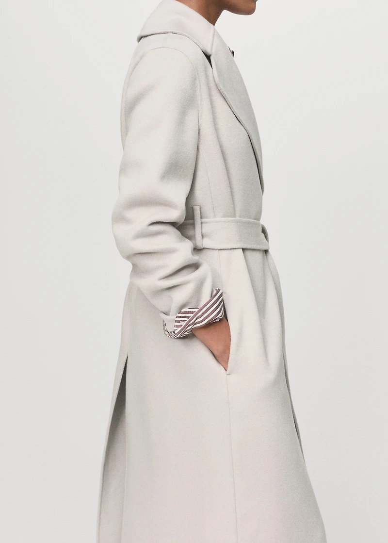 Handmade wool coat with belt