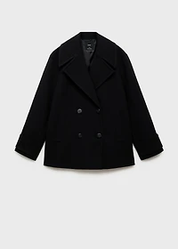 Double-breasted wool-blend coat
