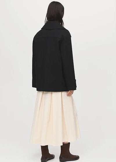 Double-breasted wool-blend coat