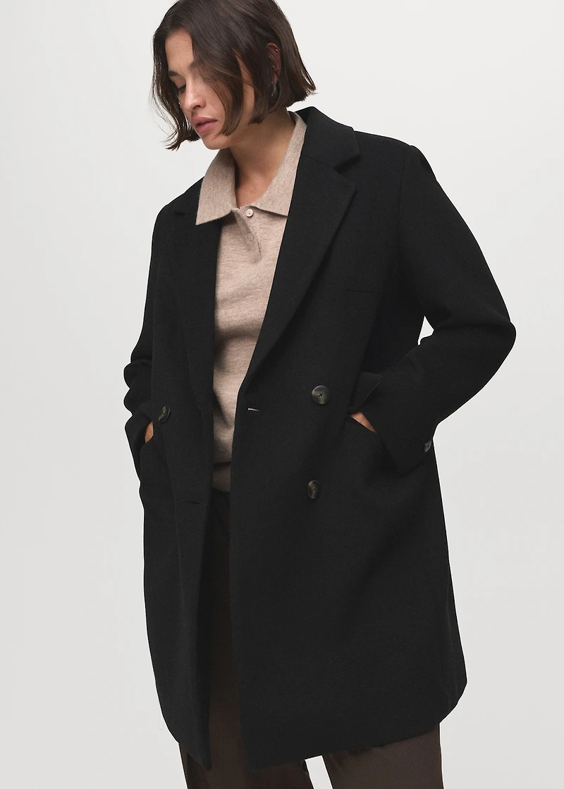 Double-breasted wool coat