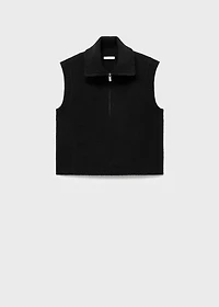Perkins-neck knitted vest
