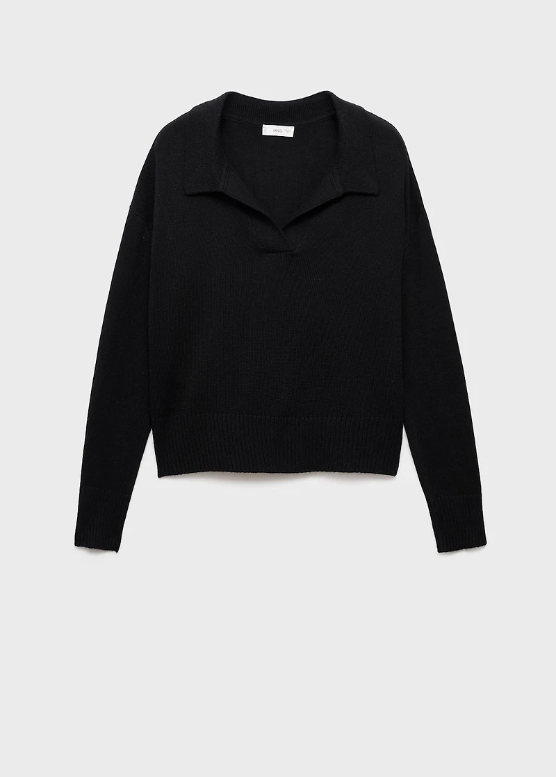 Knitted polo-neck sweater