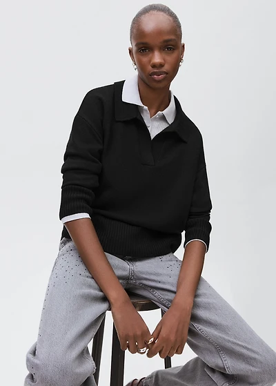 Knitted polo-neck sweater
