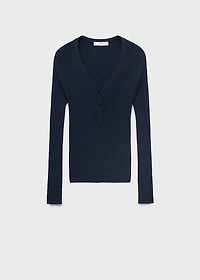 V-neck ribbed knit sweater