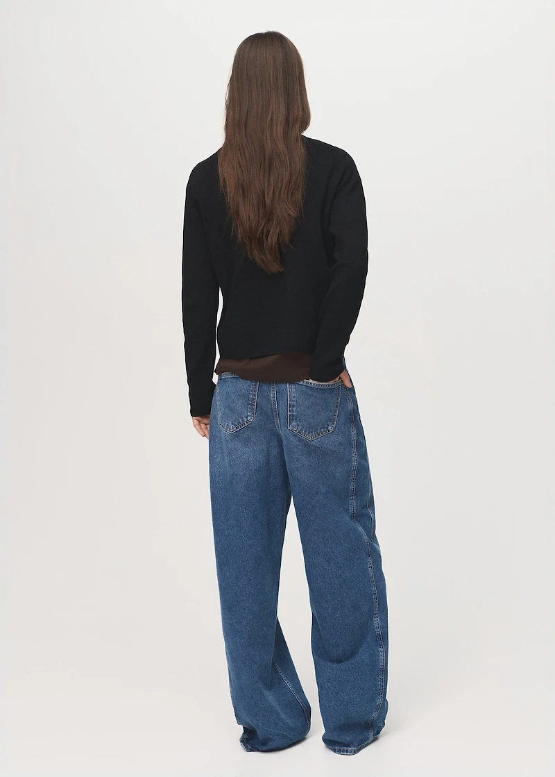 Knitted sweater with perkins neck