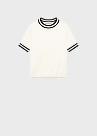 Short-sleeved sweater with contrasting stripes