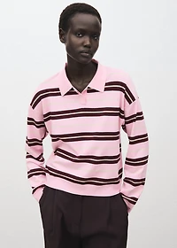 Striped polo-neck sweater
