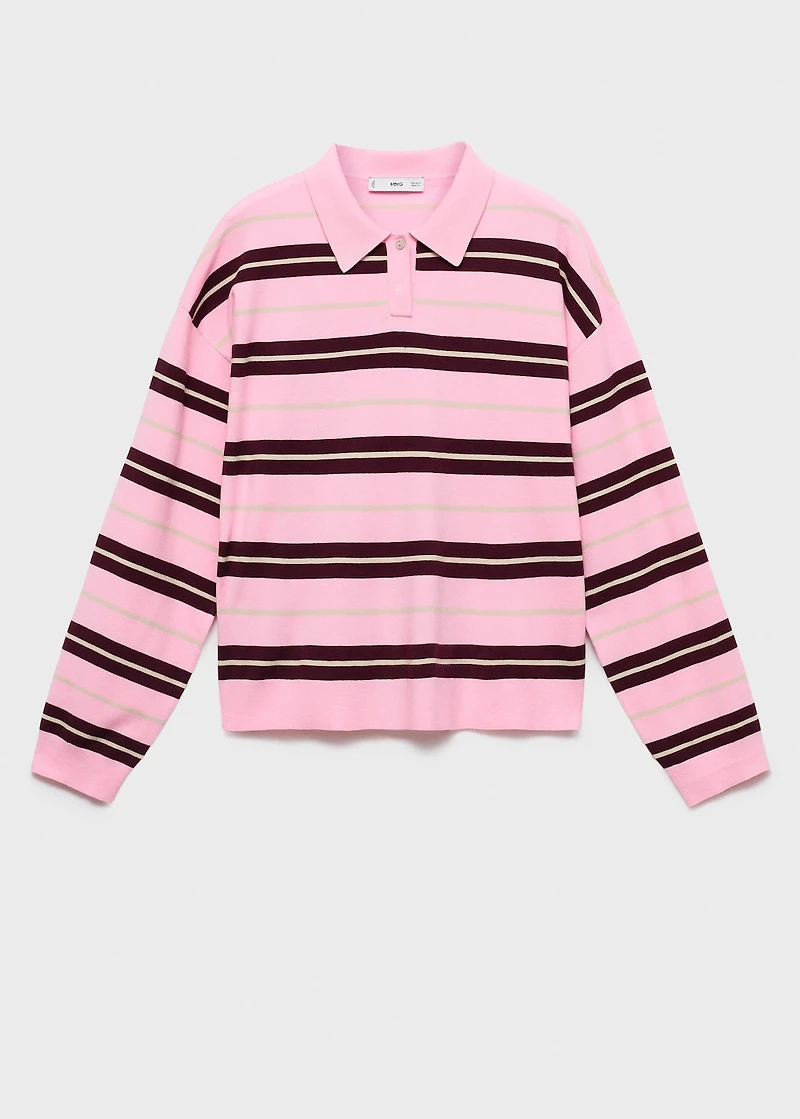 Striped polo-neck sweater