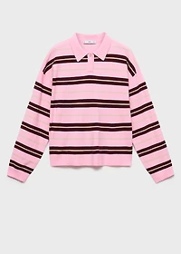 Striped polo-neck sweater