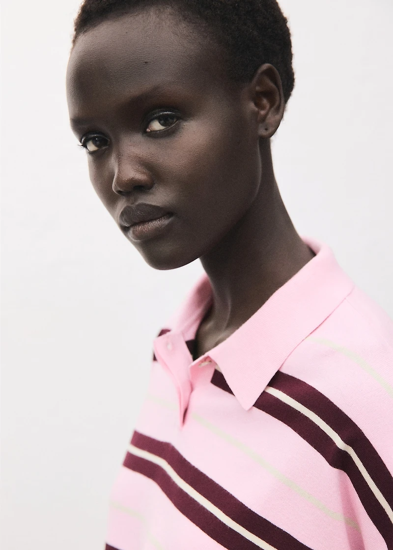 Striped polo-neck sweater