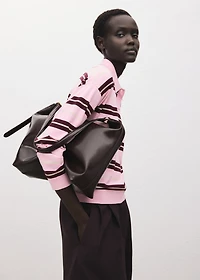 Striped polo-neck sweater