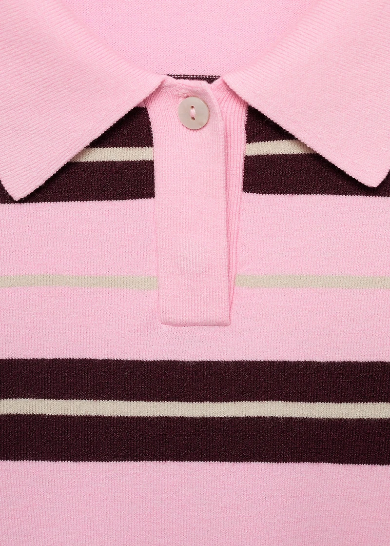 Striped polo-neck sweater