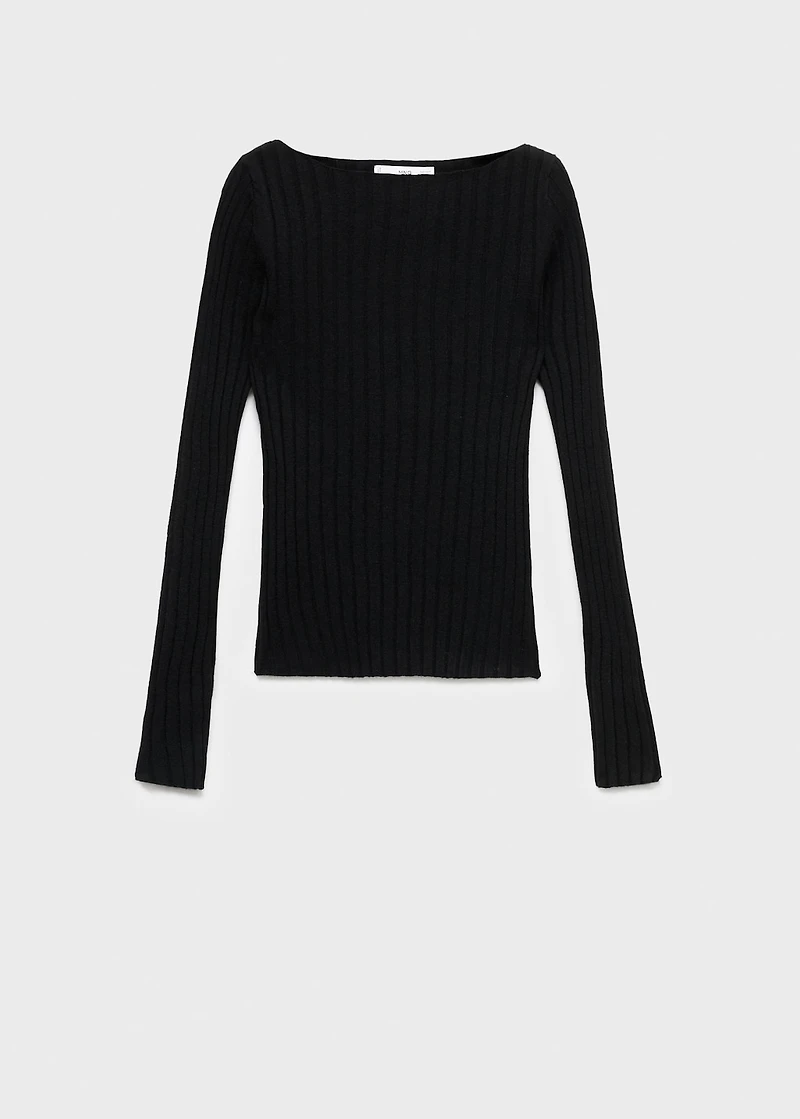 Boat neck ribbed sweater