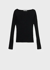 Boat neck ribbed sweater