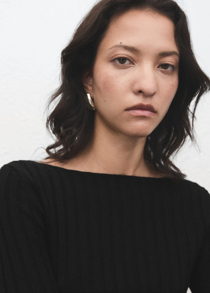 Boat neck ribbed sweater