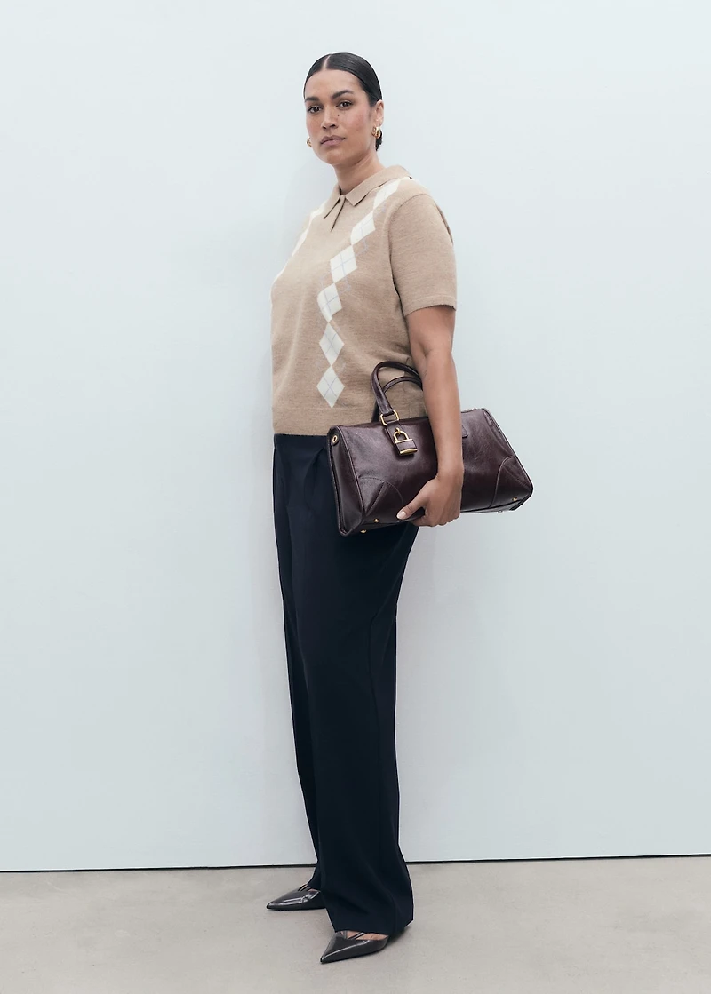 Argyle polo neck sweater