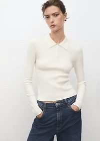 Polo-neck ribbed sweater