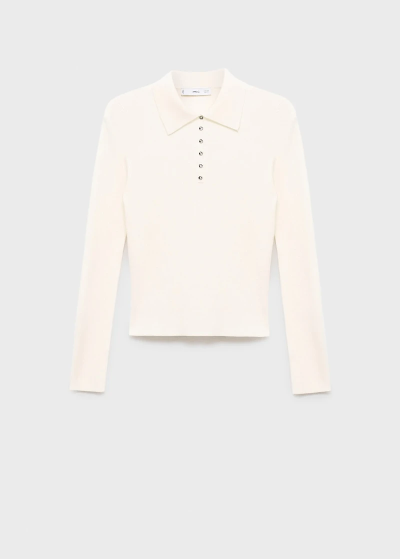 Polo-neck ribbed sweater