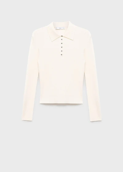 Polo-neck ribbed sweater