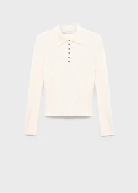 Polo-neck ribbed sweater