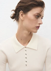 Polo-neck ribbed sweater