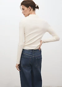 Polo-neck ribbed sweater