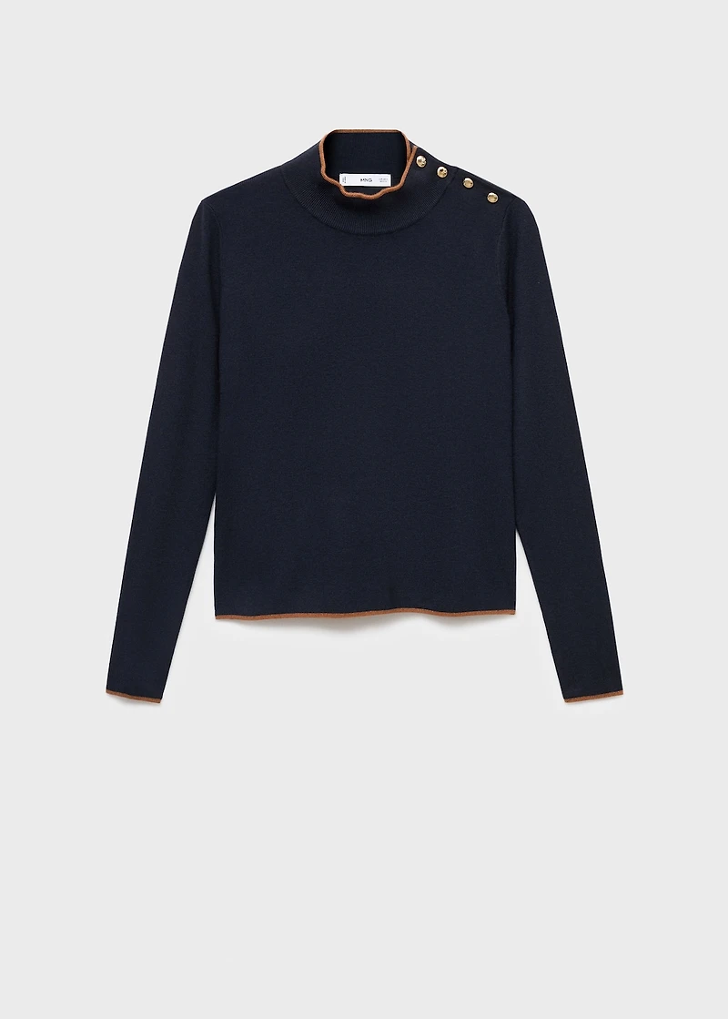 Perkins-neck sweater with button