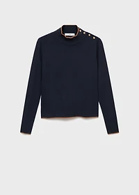 Perkins-neck sweater with button