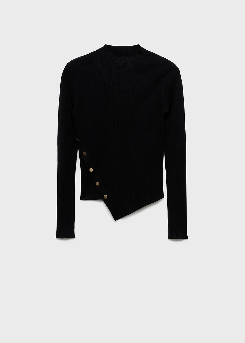 Asymmetrical sweater with buttons