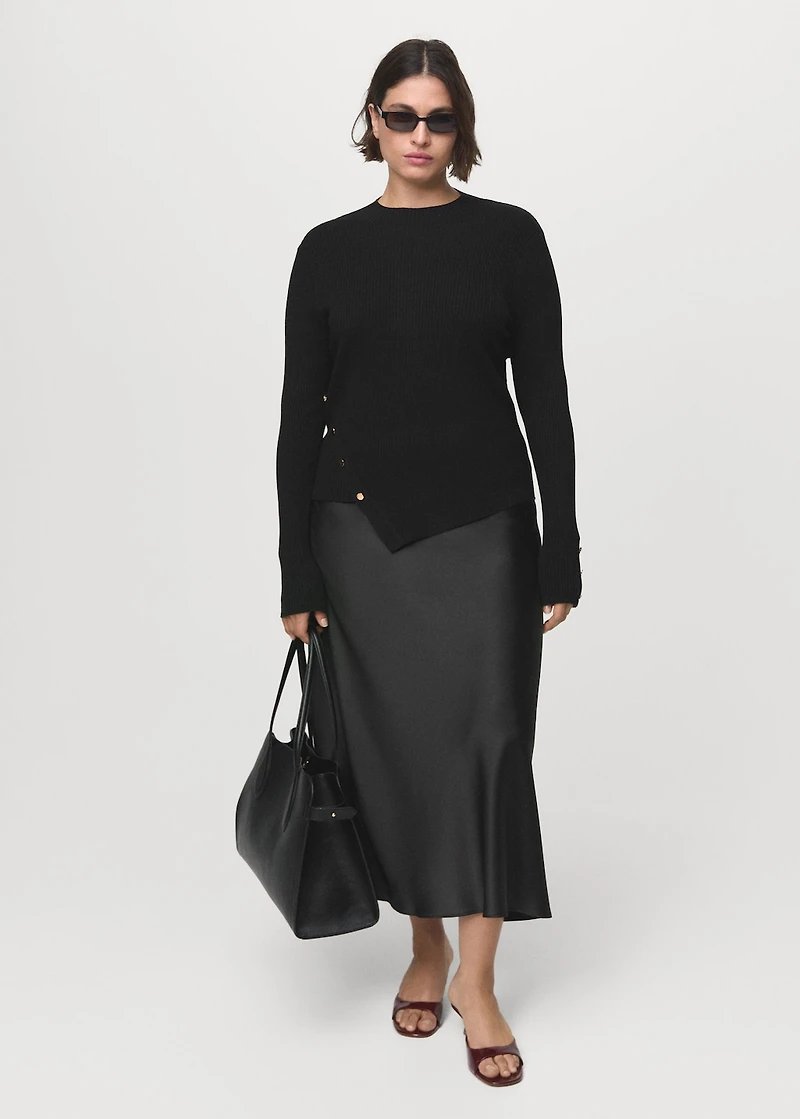 Asymmetrical sweater with buttons