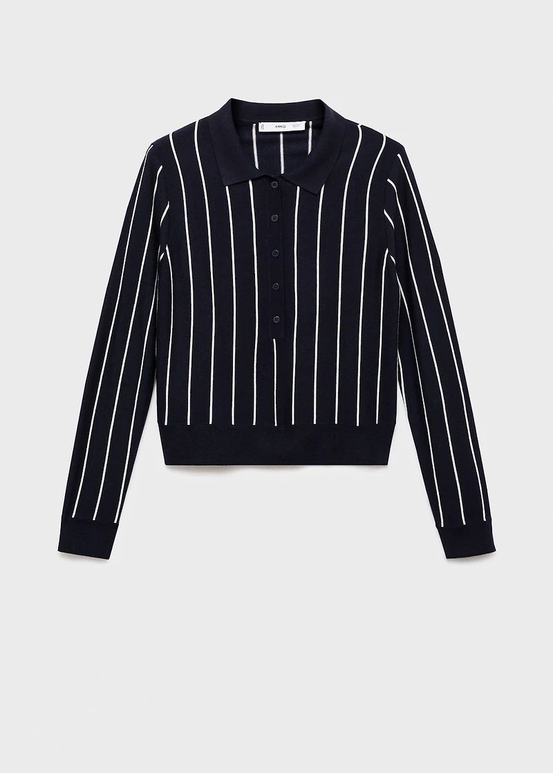 Striped polo-neck sweater