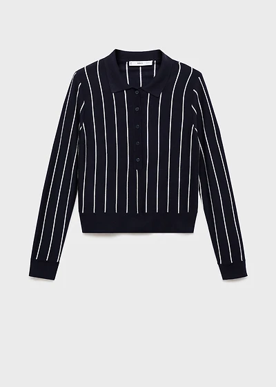 Striped polo-neck sweater