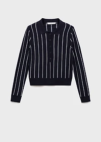 Striped polo-neck sweater