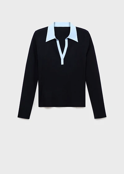 Combined shirt-collar sweater