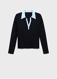 Combined shirt-collar sweater