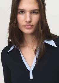 Combined shirt-collar sweater