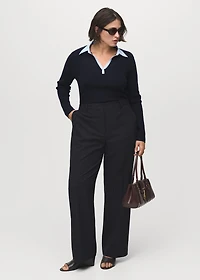 Combined shirt-collar sweater