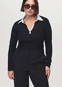 Combined shirt-collar sweater